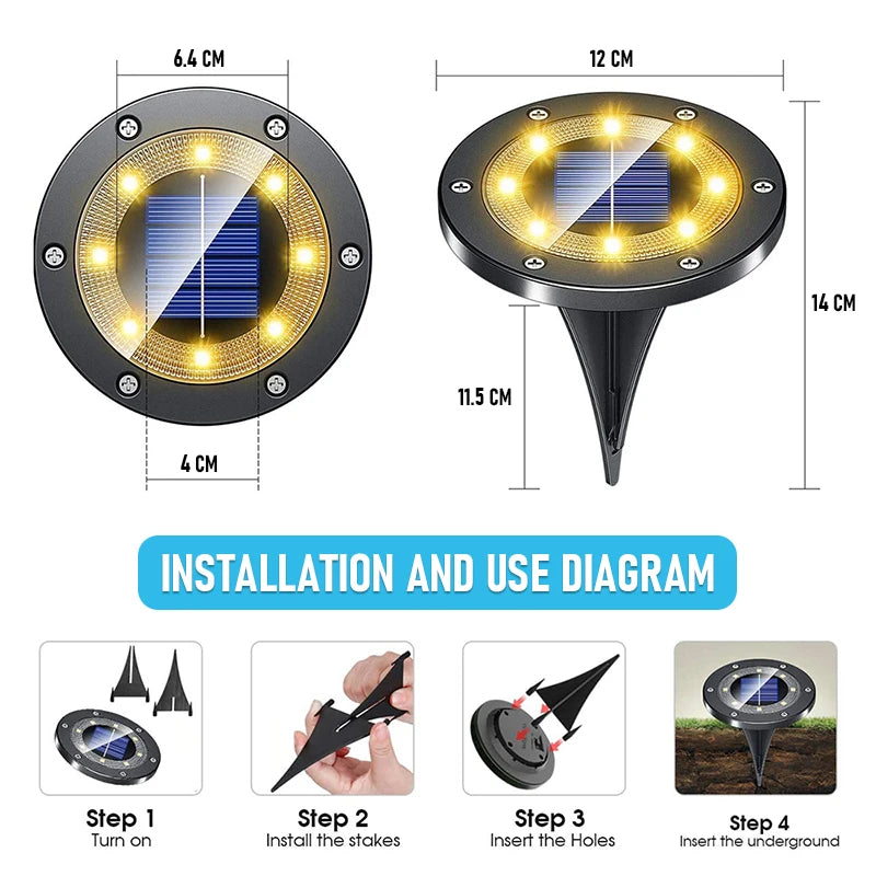 8/20LED Solar Power Disk Light 